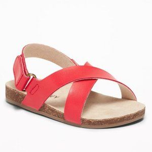 Faux Leather Cross Strap Sandals